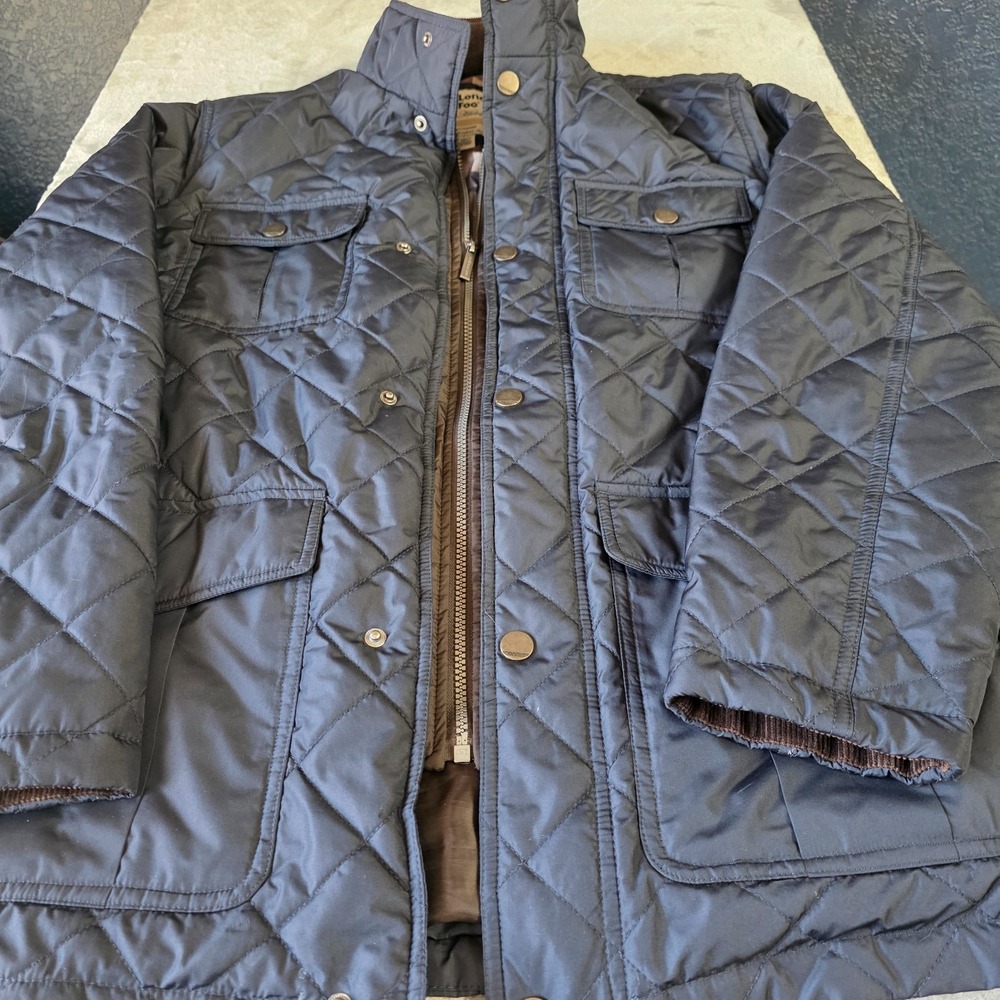 London Fog Men's Quilted Jacket Navy Blue Size SM‎ Full Zip Snap Front